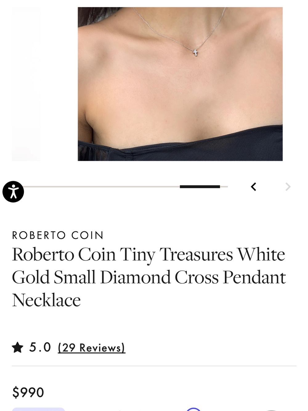 Roberto Coin 18k White Gold Cross Pendant Necklace with Diamonds - Picture 5 of 5